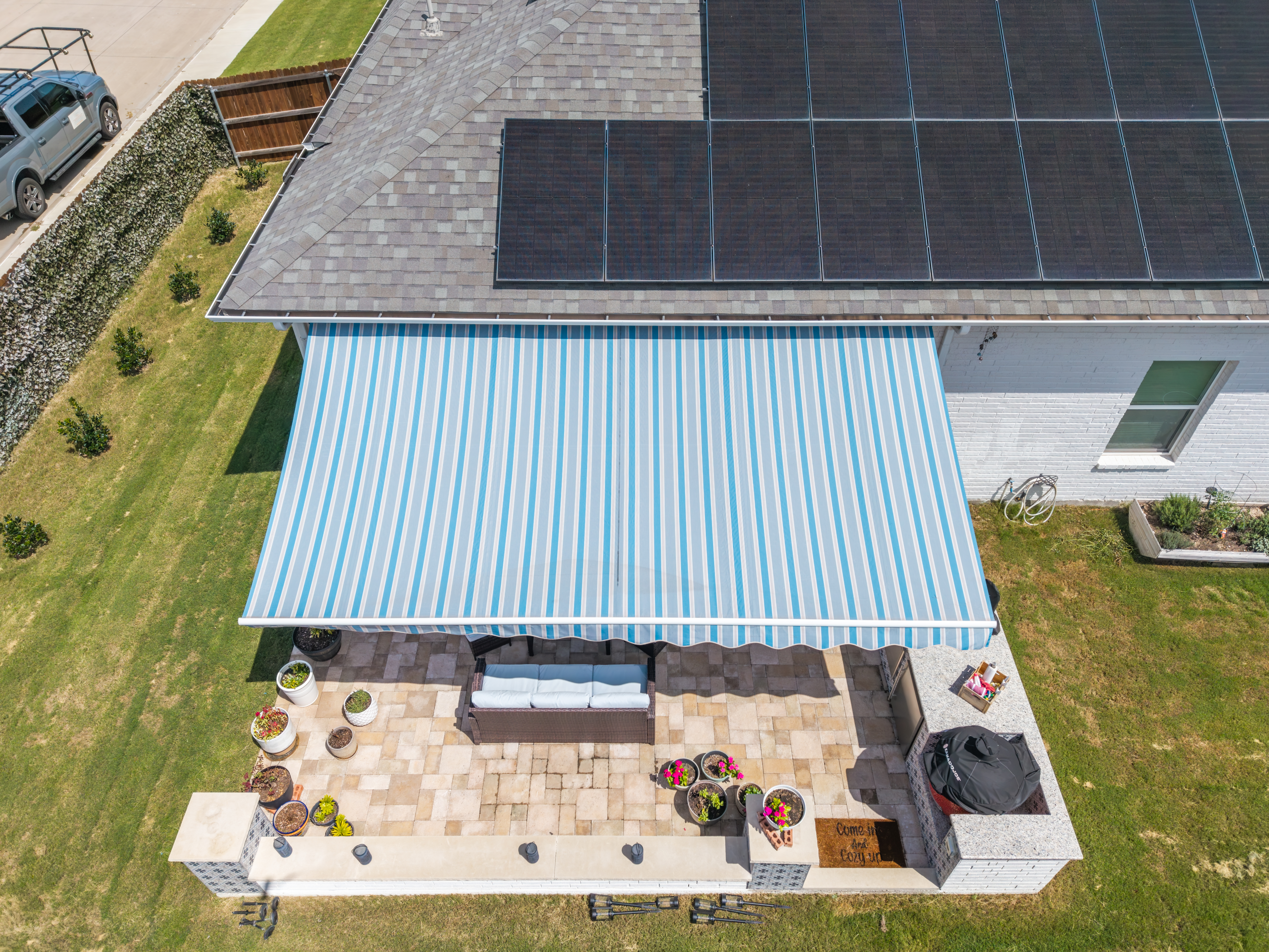 Awning Residential Baycrest Sky Outdoor Kitchen Aerial View