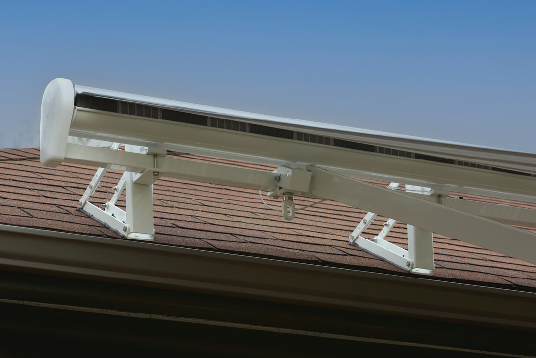 Retractable Awning Roof Mount White Hardware Blue Sky