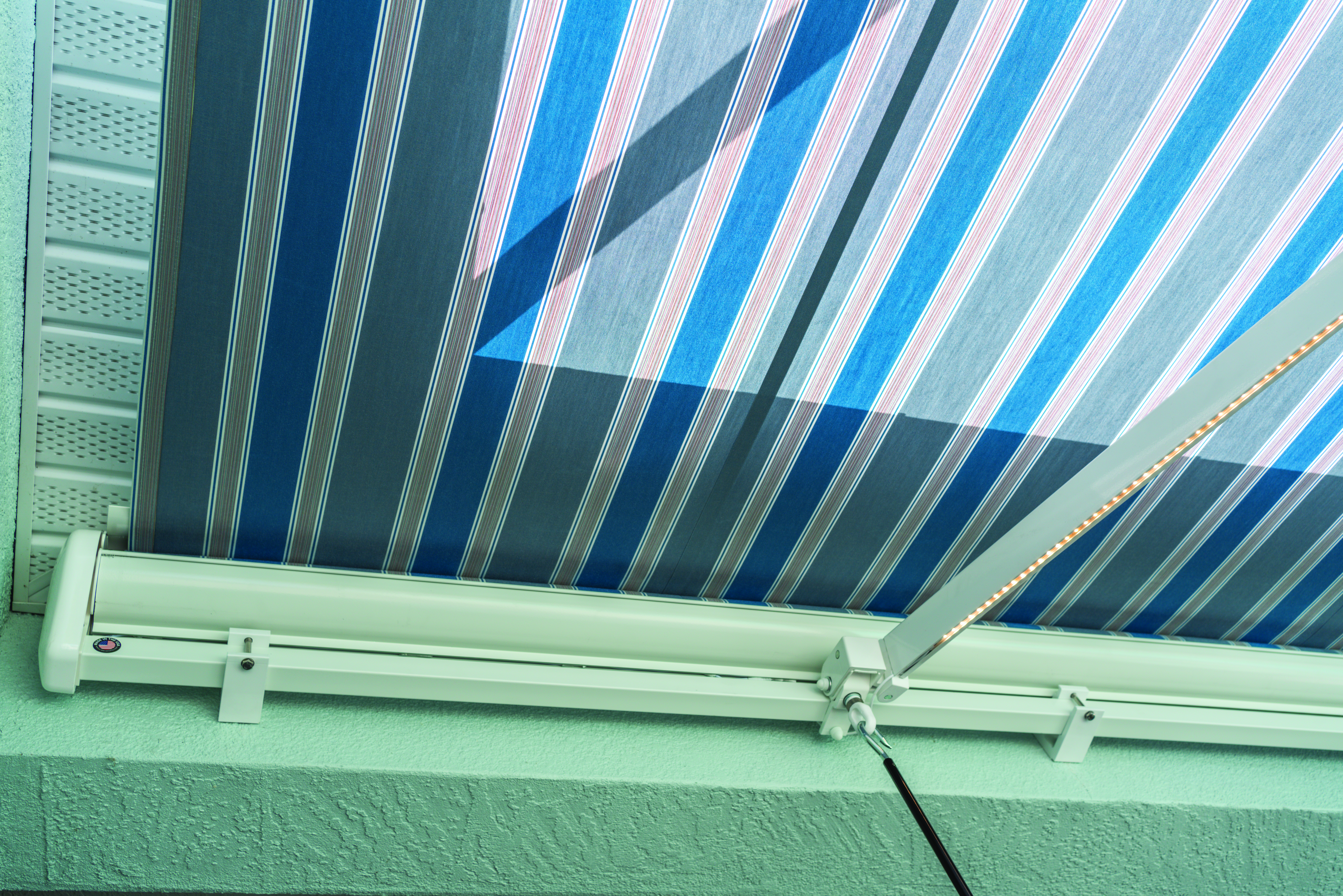 White Awning Standard Mount Baycrest Sky Fabric LED Lights