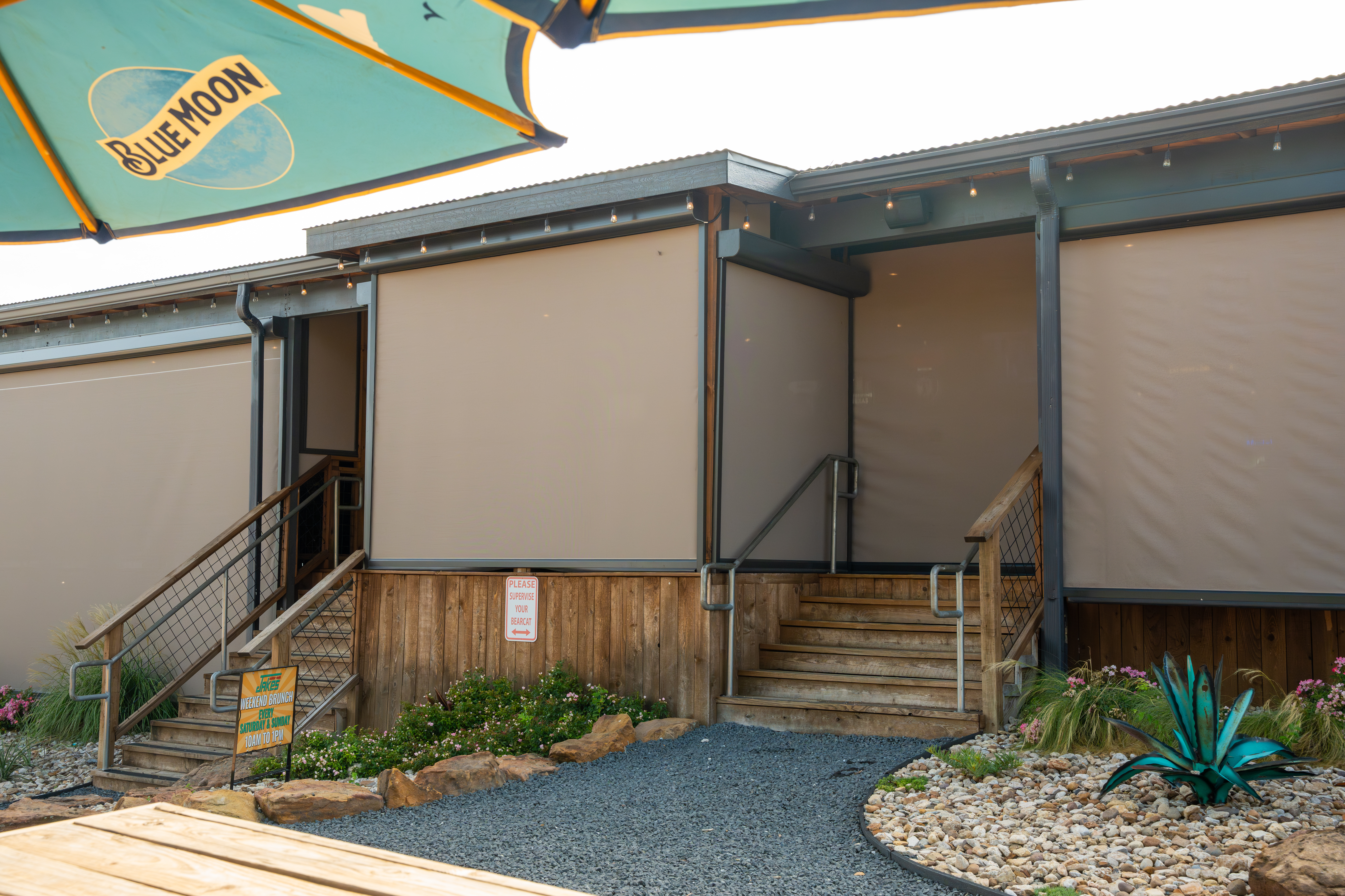 Commercial Solar Screens Beige Jakes Exterior View