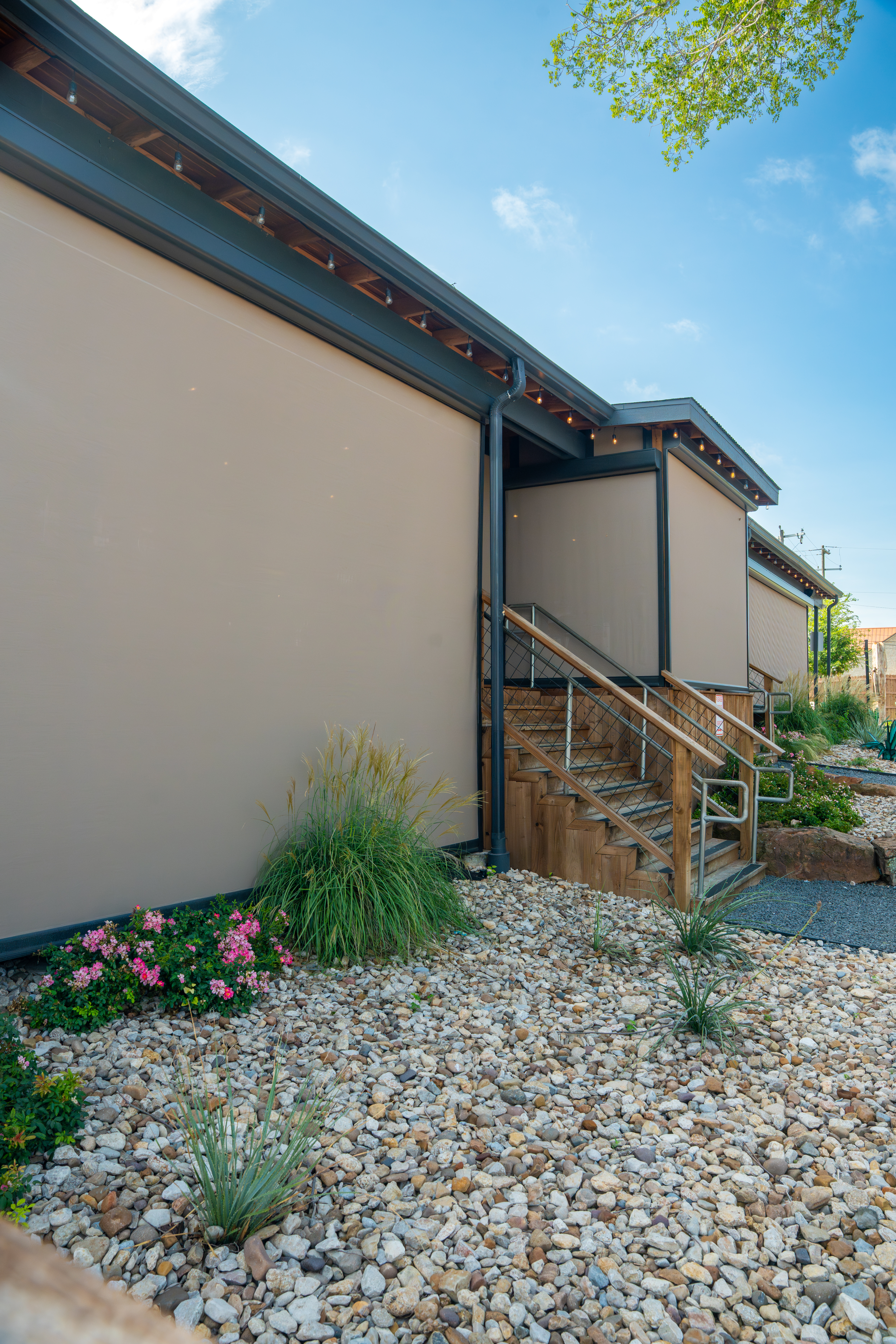 Commercial Solar Screens Beige Rocks Landscape Vertical View