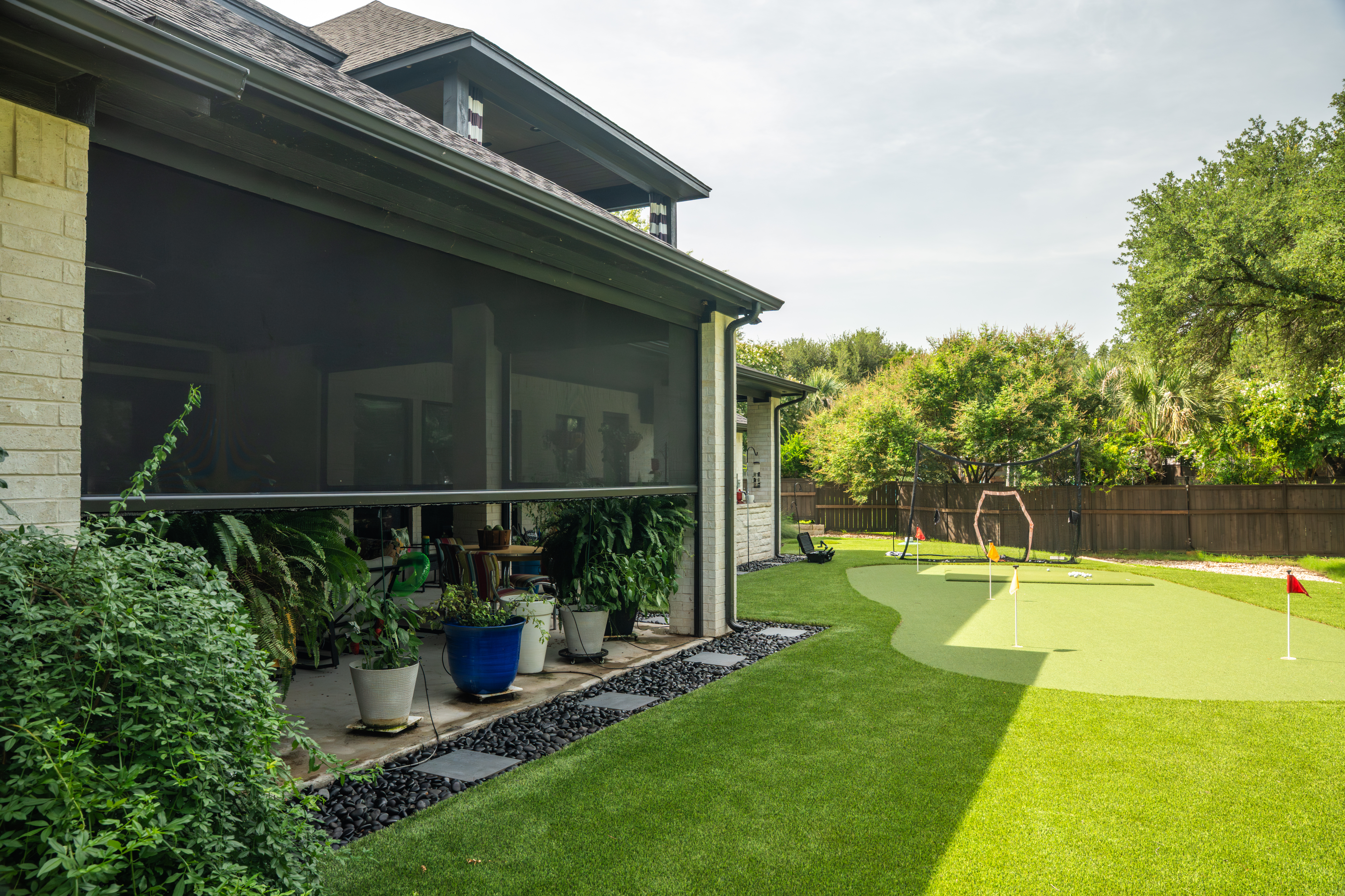 Residential Insect Screens Patio Putting Green Exterior View