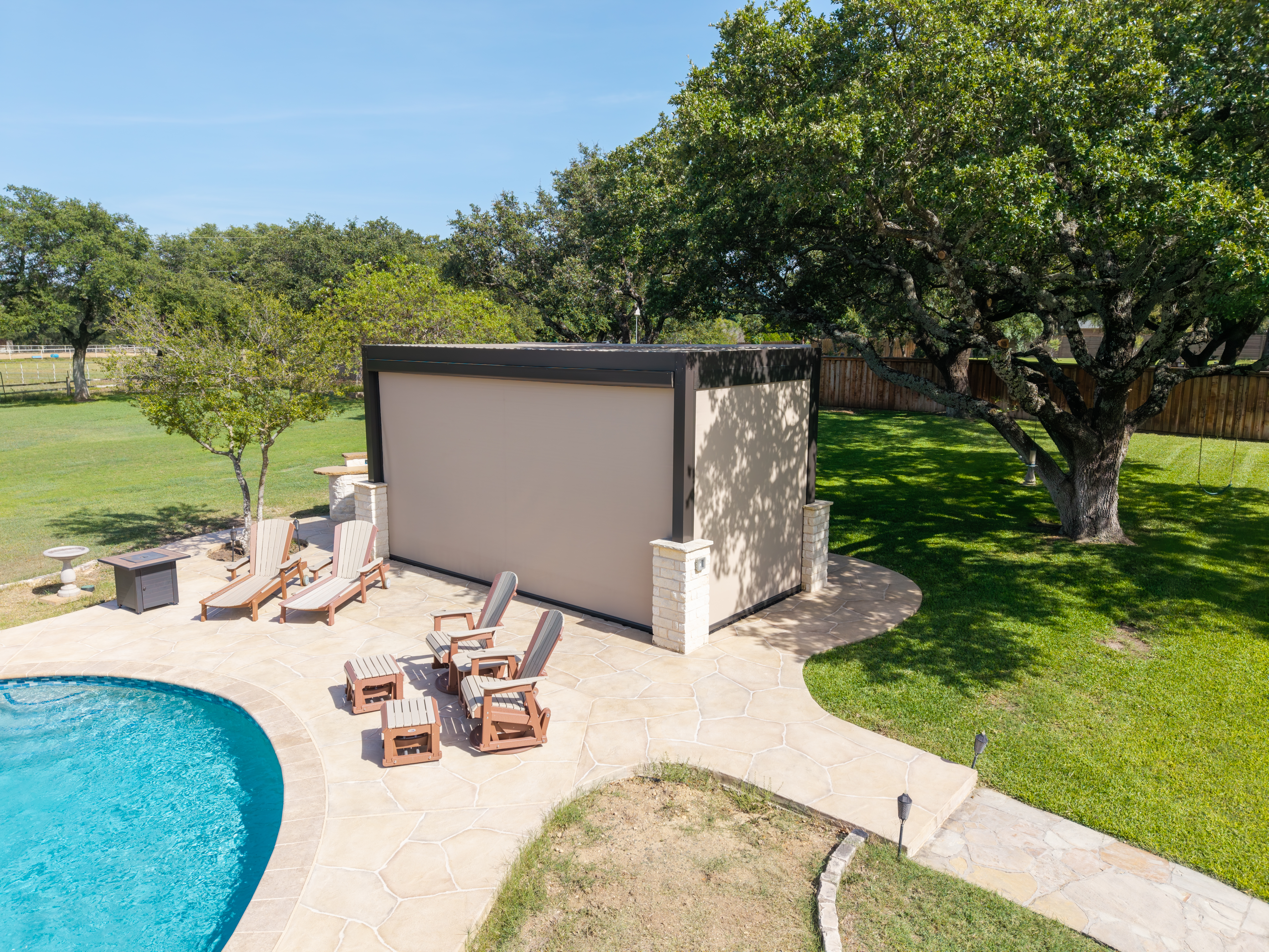 Residential Screens Pergola Enclosure Pool Aerial View 2