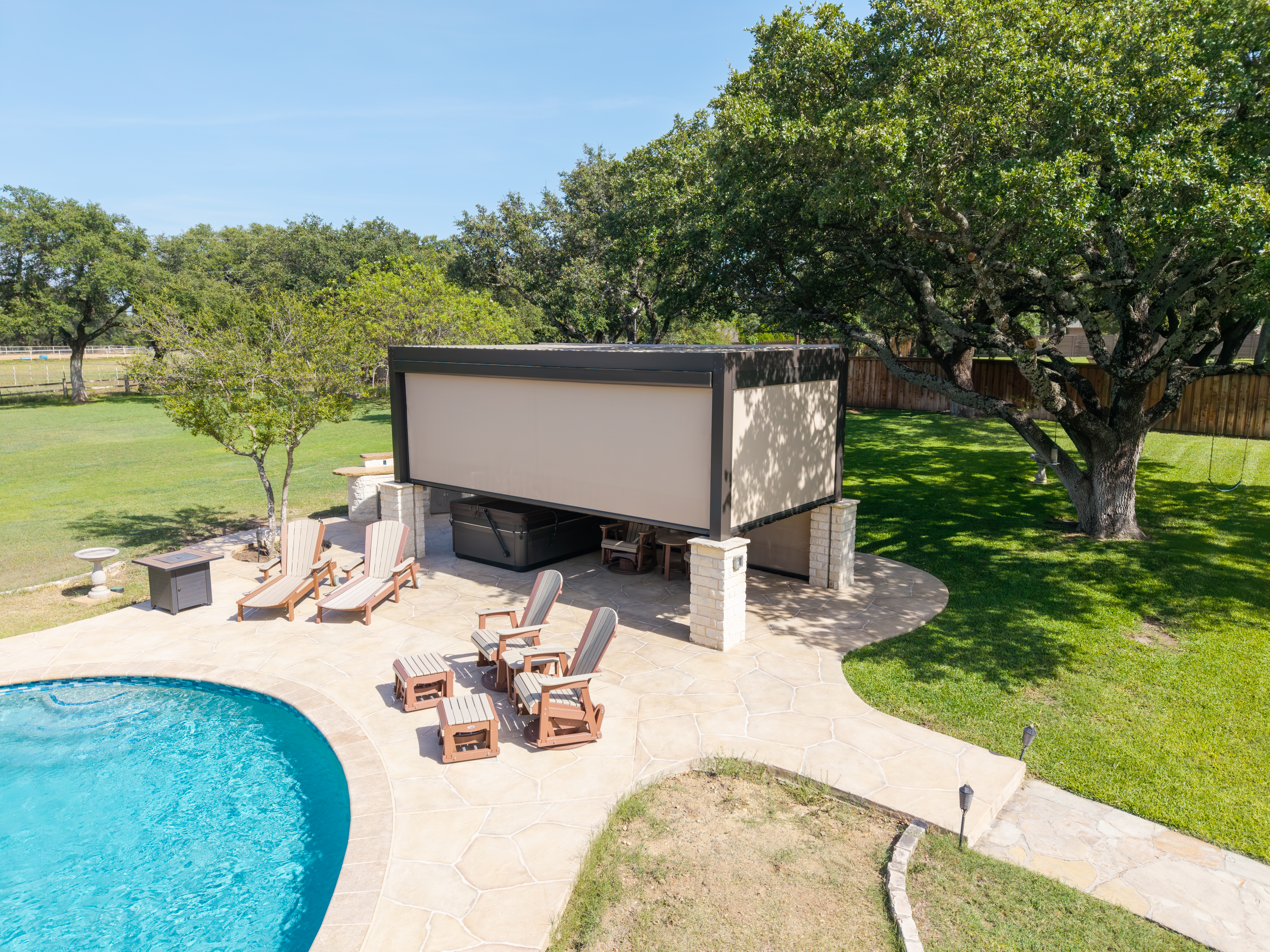 Residential Screens Pergola Enclosure Pool Aerial View