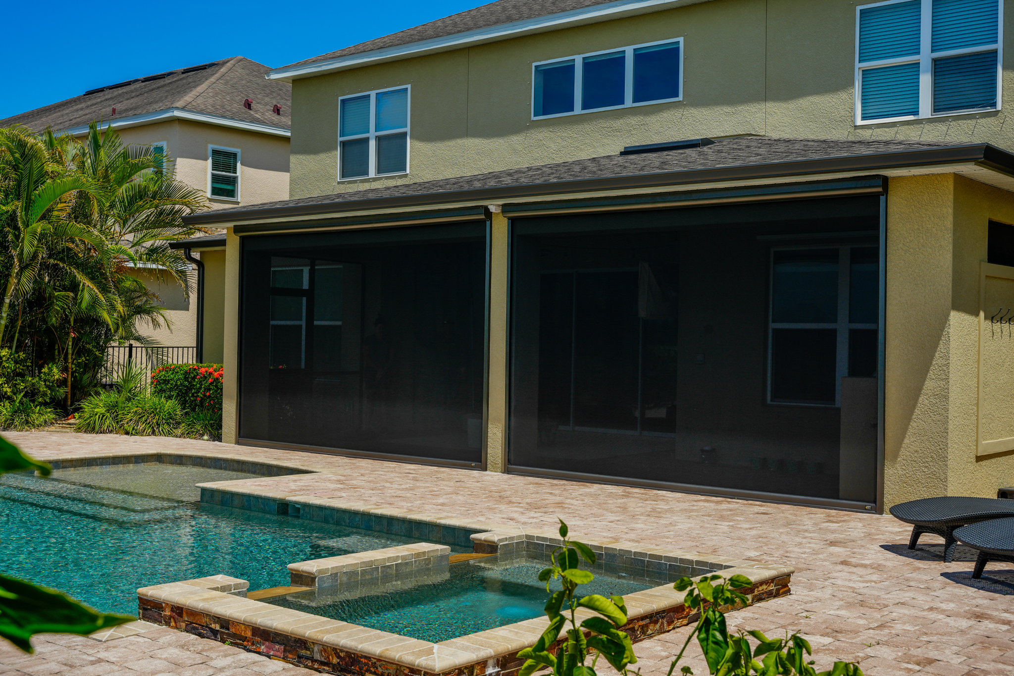 Screens Residential Exterior Multiple Bronze Housing Stucco Pool