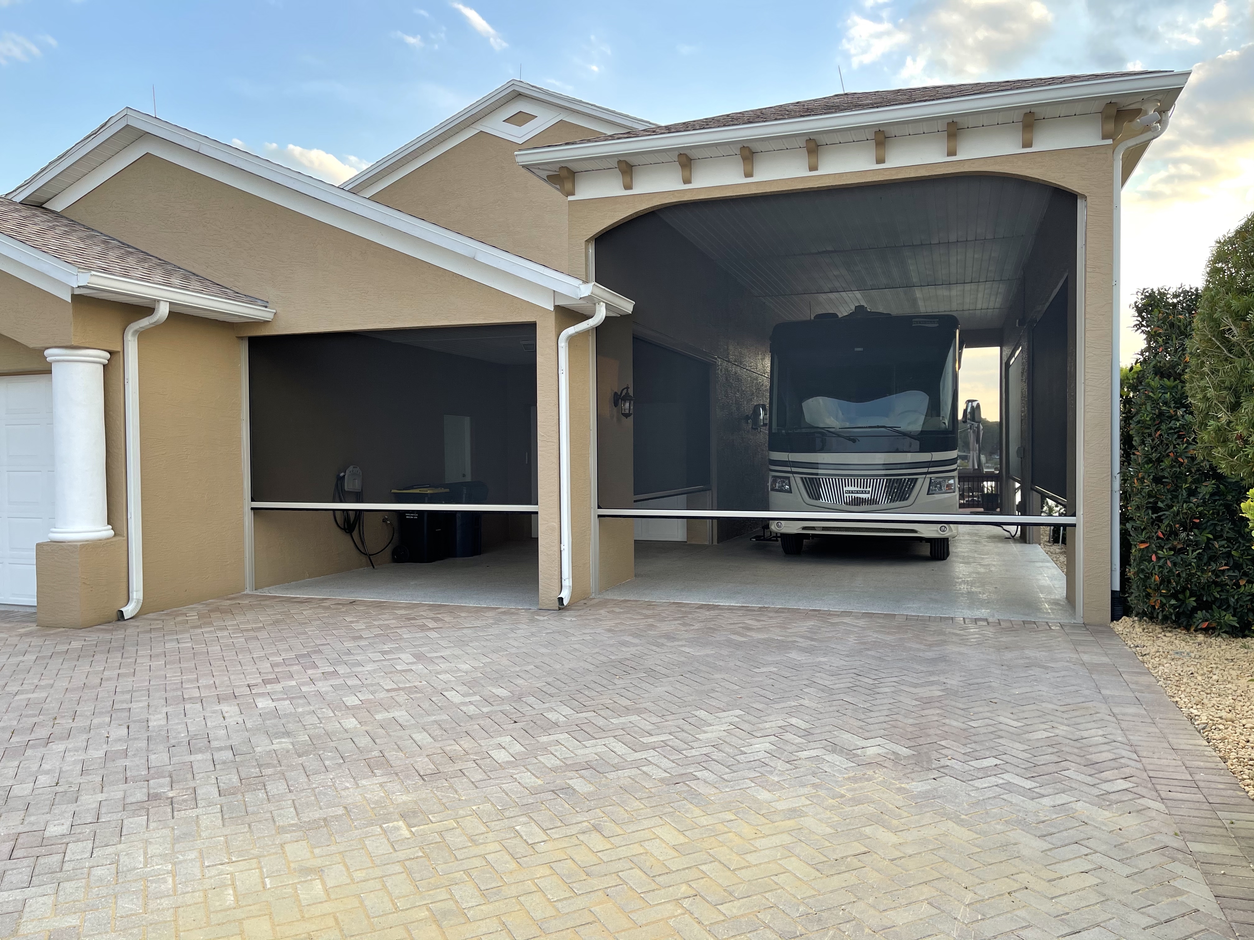 Screens Residential Exterior Multiple Garage Car Port Stucco