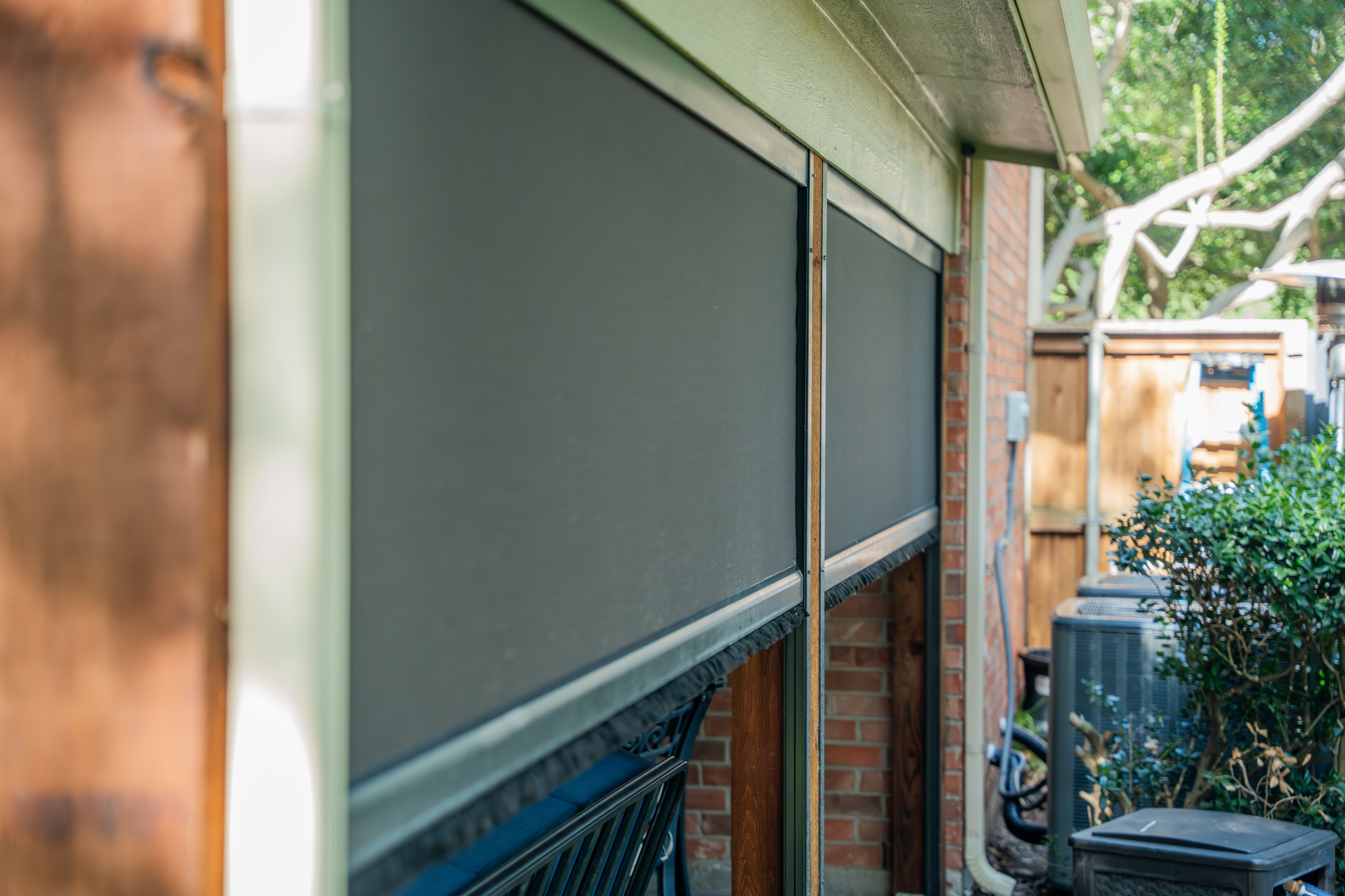 Screens Residential Patio Black Hardware Wood Brick